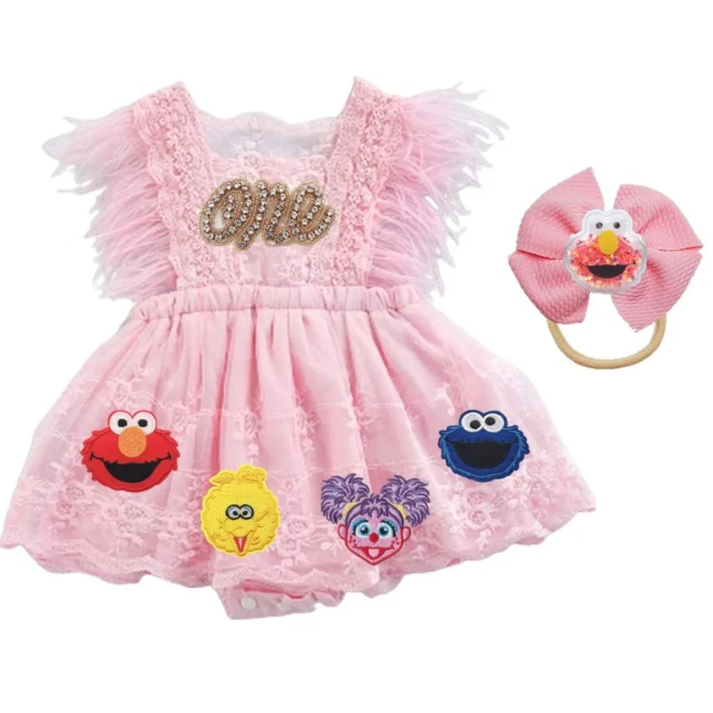 Elmo Dress First Birthday Romper Dress Clothes Sesame Street outfit bodysuit